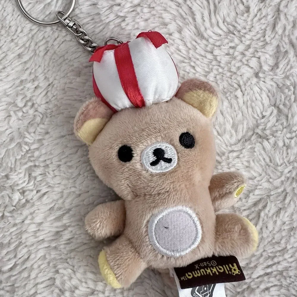 San X Rilakkuma Bag Charm Keychain Present On Head Holiday 3” Plush